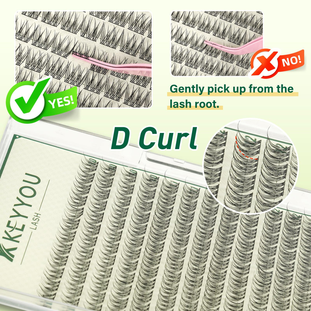 Tweezers included in the KEYYOU KY10 lash extension kit
