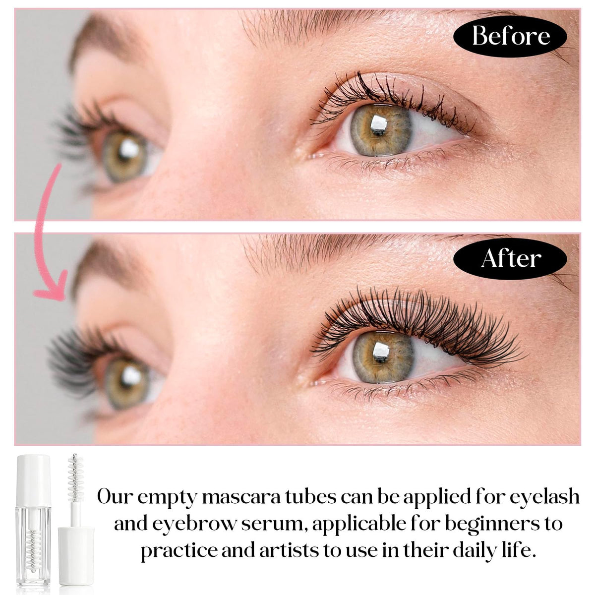 Tweruna mascara tubes filled with eyelash serum for DIY beauty