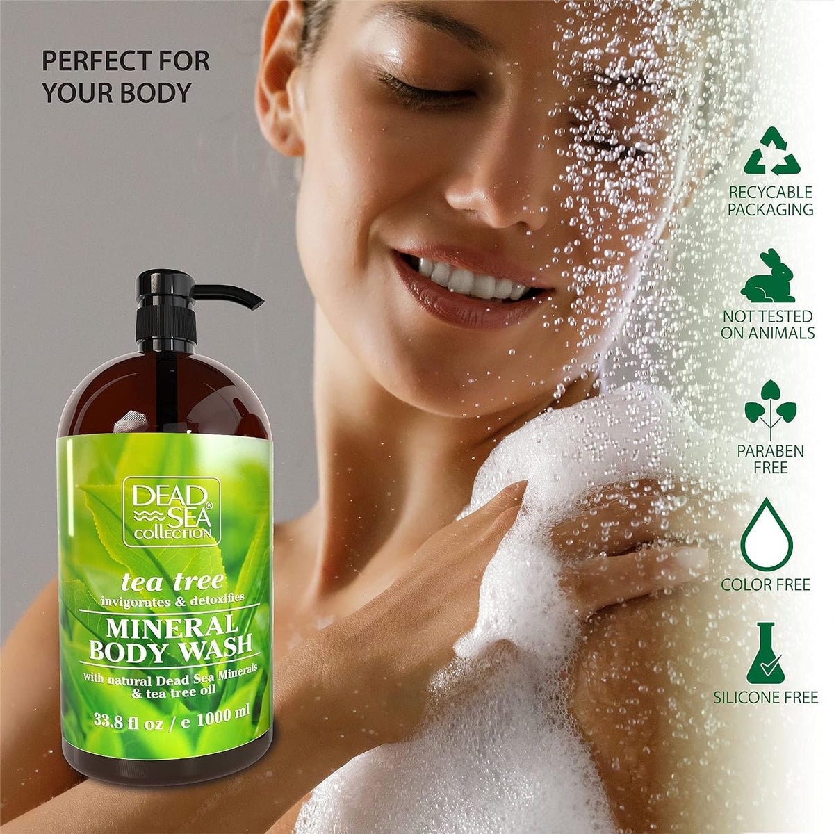 Two bottles of Dead Sea Collection Tea Tree Body Wash