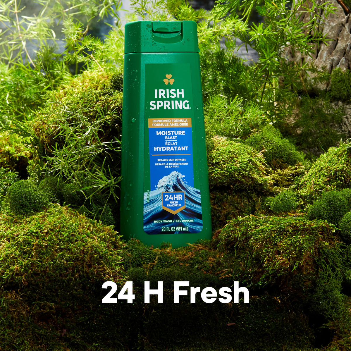 Two bottles of Irish Spring Moisture Blast Body Wash for Men side view
