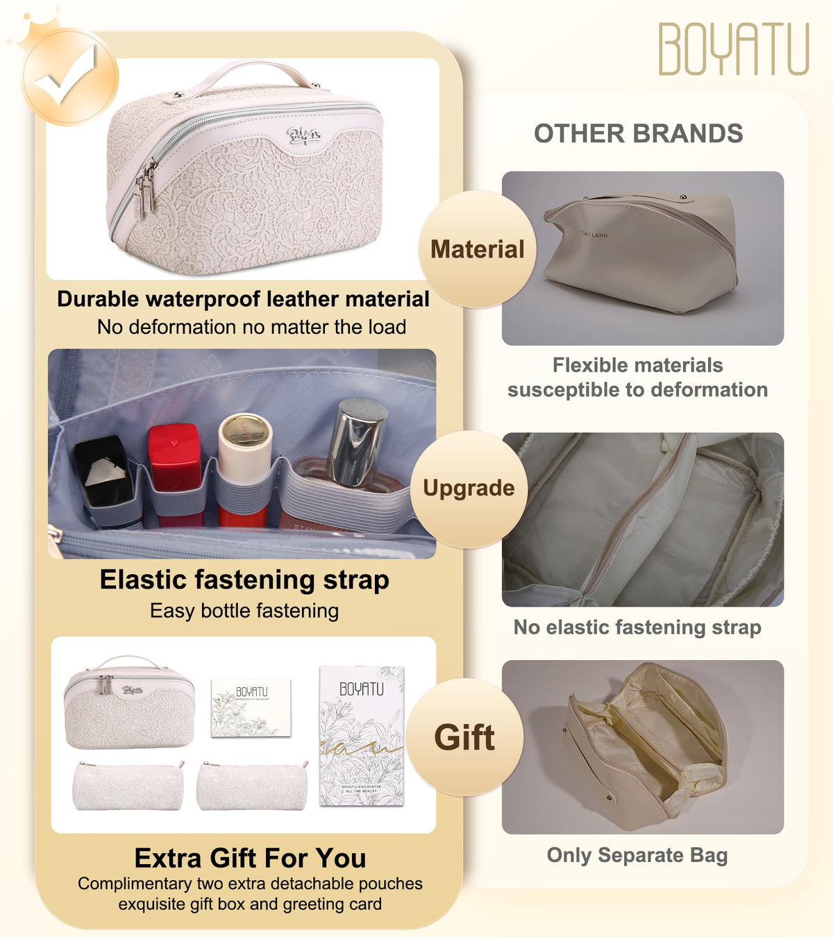 Two detachable makeup pouches from BOYATU set