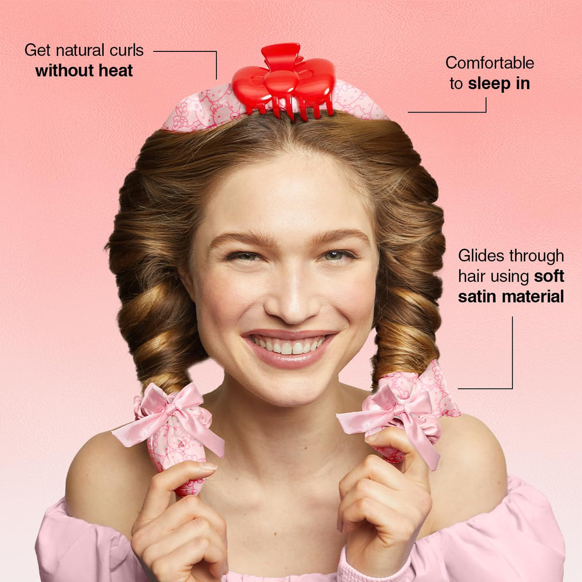 Two satin scrunchies included in the Kitsch Hello Kitty set