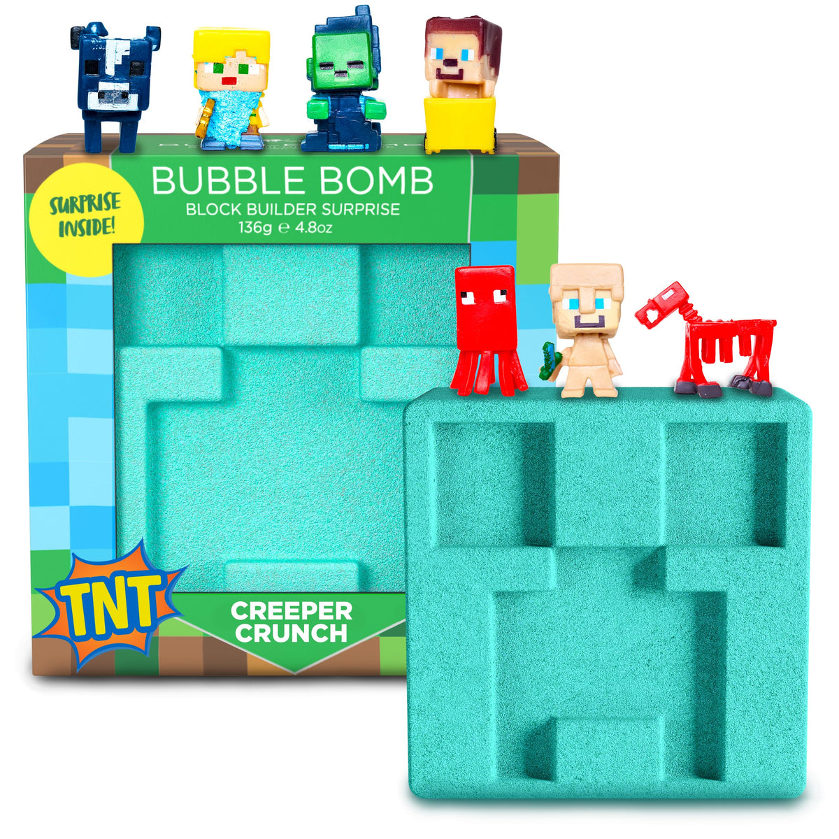 Two Sisters Creeper Bath Bomb front view with vibrant green colour
