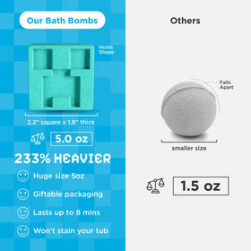 Two Sisters Creeper Bath Bomb on a bathroom counter