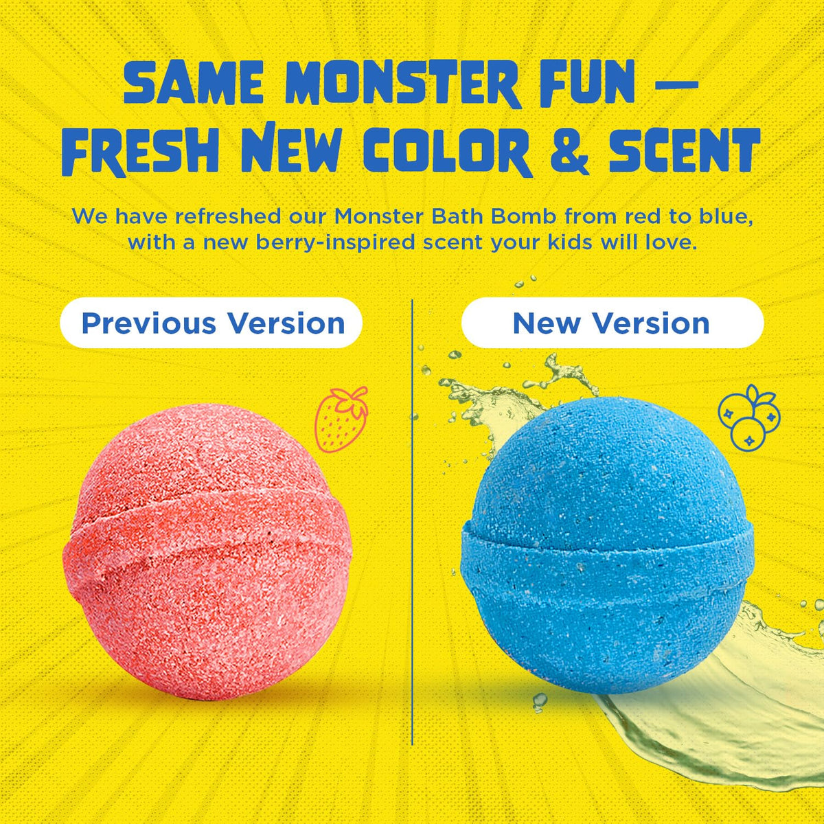 Two Sisters Poke Monster Bath Bomb with surprise toy peeking out