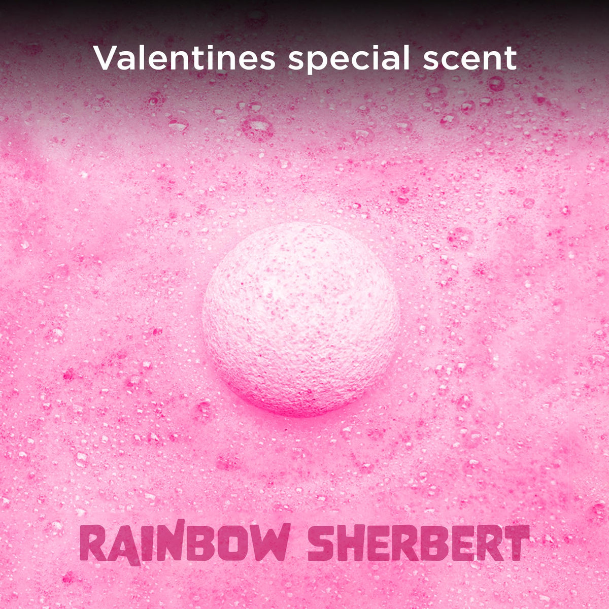 Two Sisters Valentines Bath Bomb surrounded by fruity scents