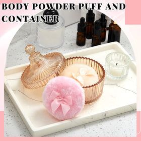 Two soft powder puffs with bow detail in Tioncy set
