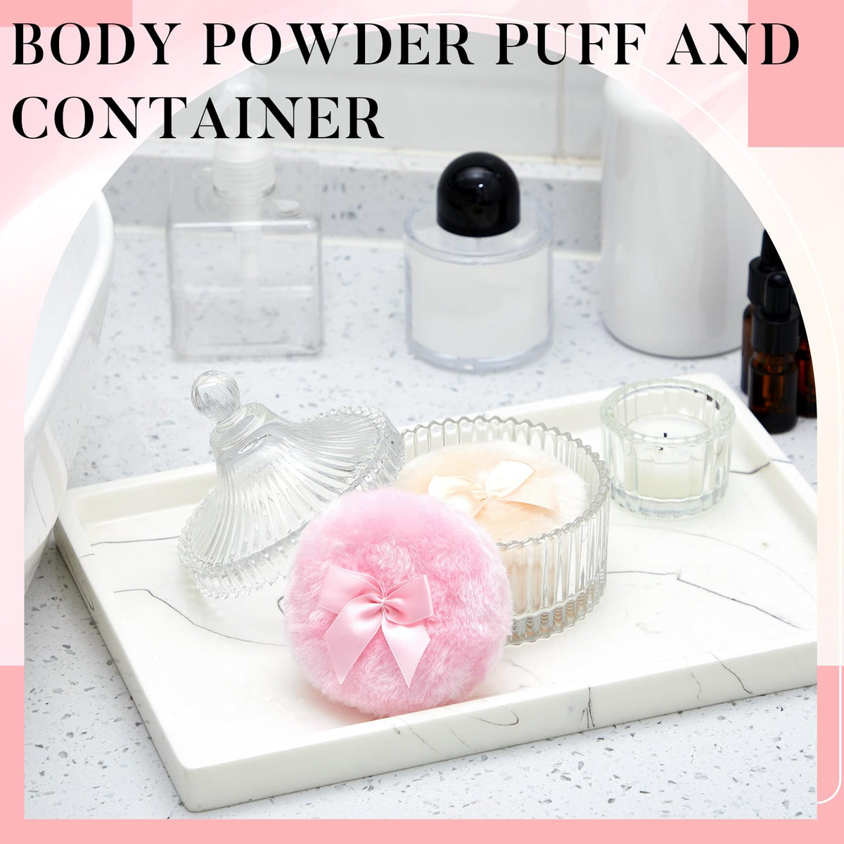 Two soft powder puffs with cute bow detail