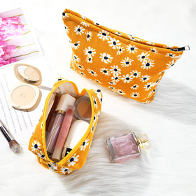 Two SOIDRAM Flower Makeup Bags side by side