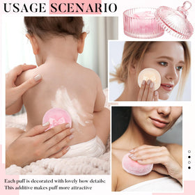 Two Tioncy powder puffs with cute bow detail