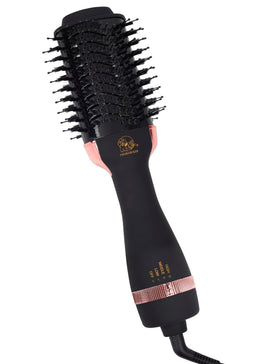 TWOBARCKER Hair Dryer Brush front view with oval titanium barrel