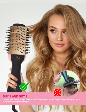 TWOBARCKER Hair Dryer Brush side view showing heat settings