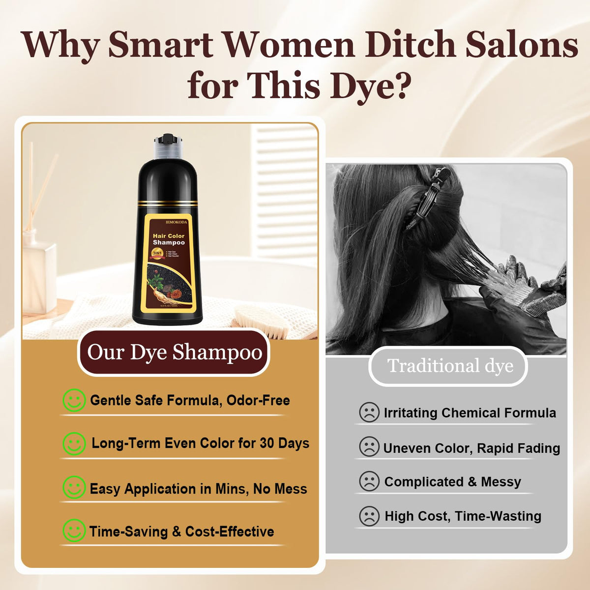 TYAYW Coffee Hair Dye Shampoo 3 in 1 packaging