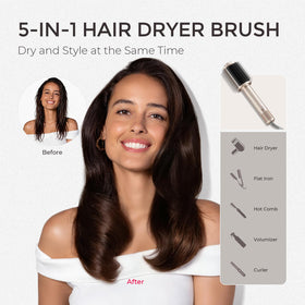 TYMO 4.0 Hair Blow Dryer Brush demonstrating dual-bristle design