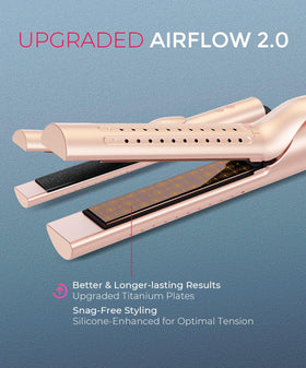 TYMO Airflow 2.0 Curling Iron Flat Iron 1.25 Inch Gold Blush close-up of plates
