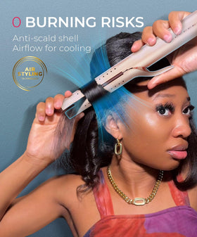 TYMO Airflow 2.0 Curling Iron Flat Iron 1.25 Inch Gold Blush lifestyle use