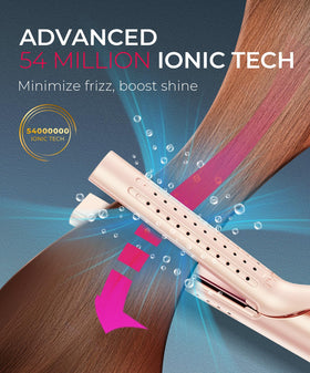 TYMO Airflow 2.0 Curling Iron Flat Iron 1.25 Inch Gold Blush with styling results
