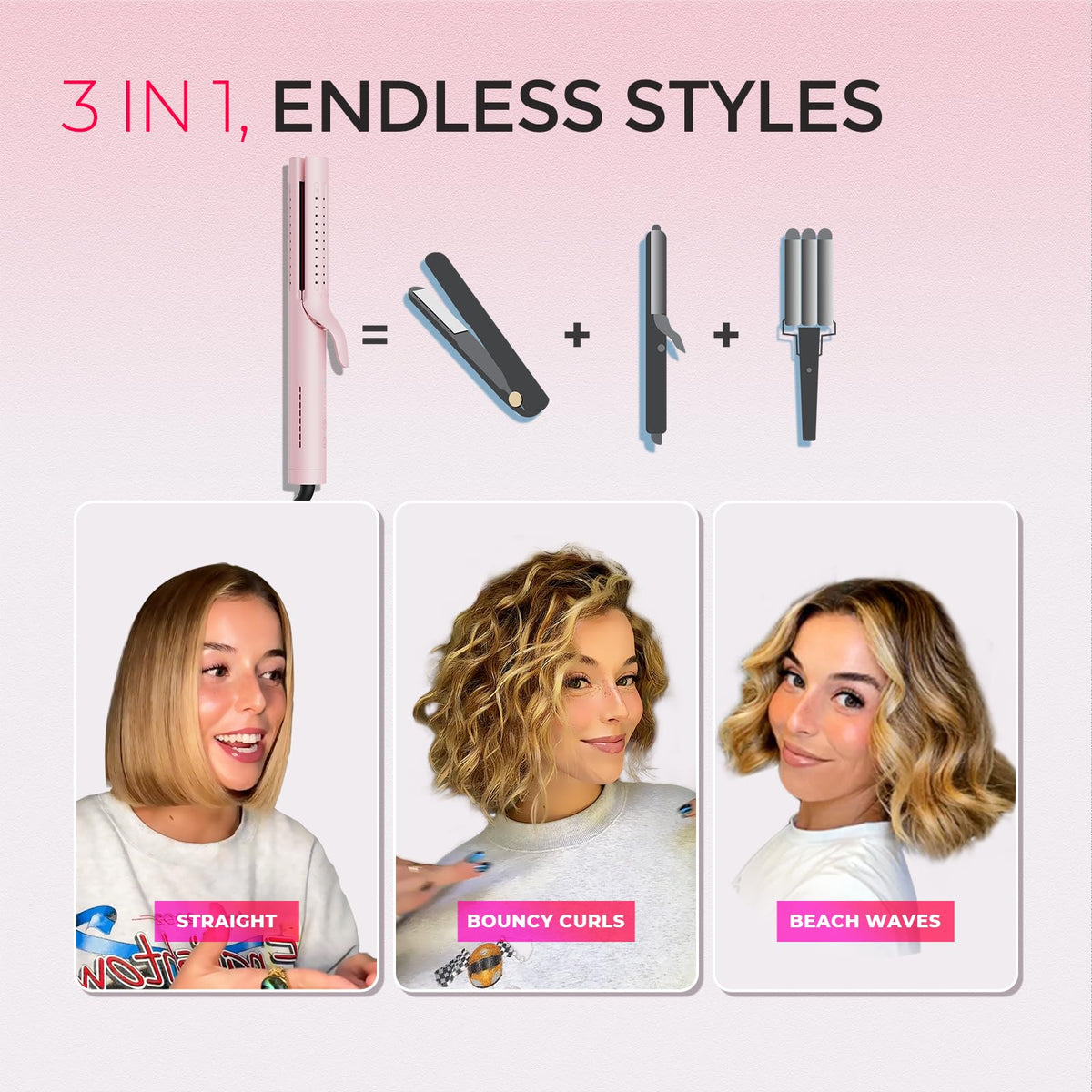 TYMO Airflow 2.0 Curling Iron Flat Iron in use on long hair