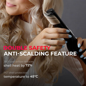 TYMO Airflow 2.0 Curling Iron Flat Iron lifestyle scene with styled hair
