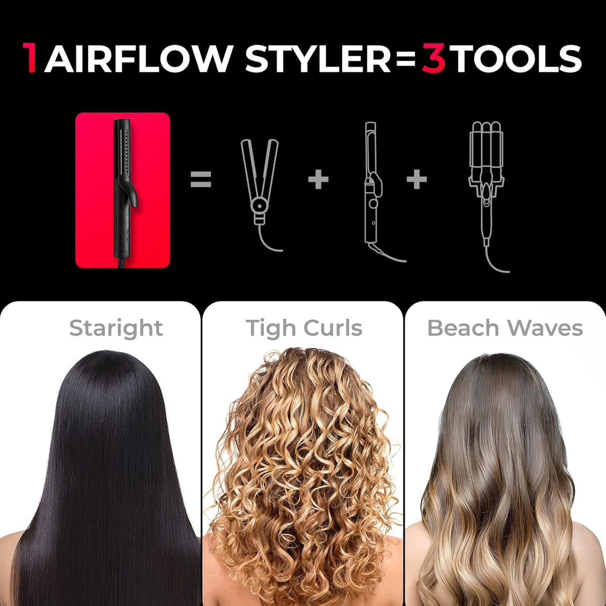 TYMO Airflow 2.0 Curling Iron Flat Iron with temperature control settings