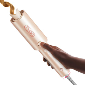 TYMO Automatic Rotating Curling Iron front view in peach