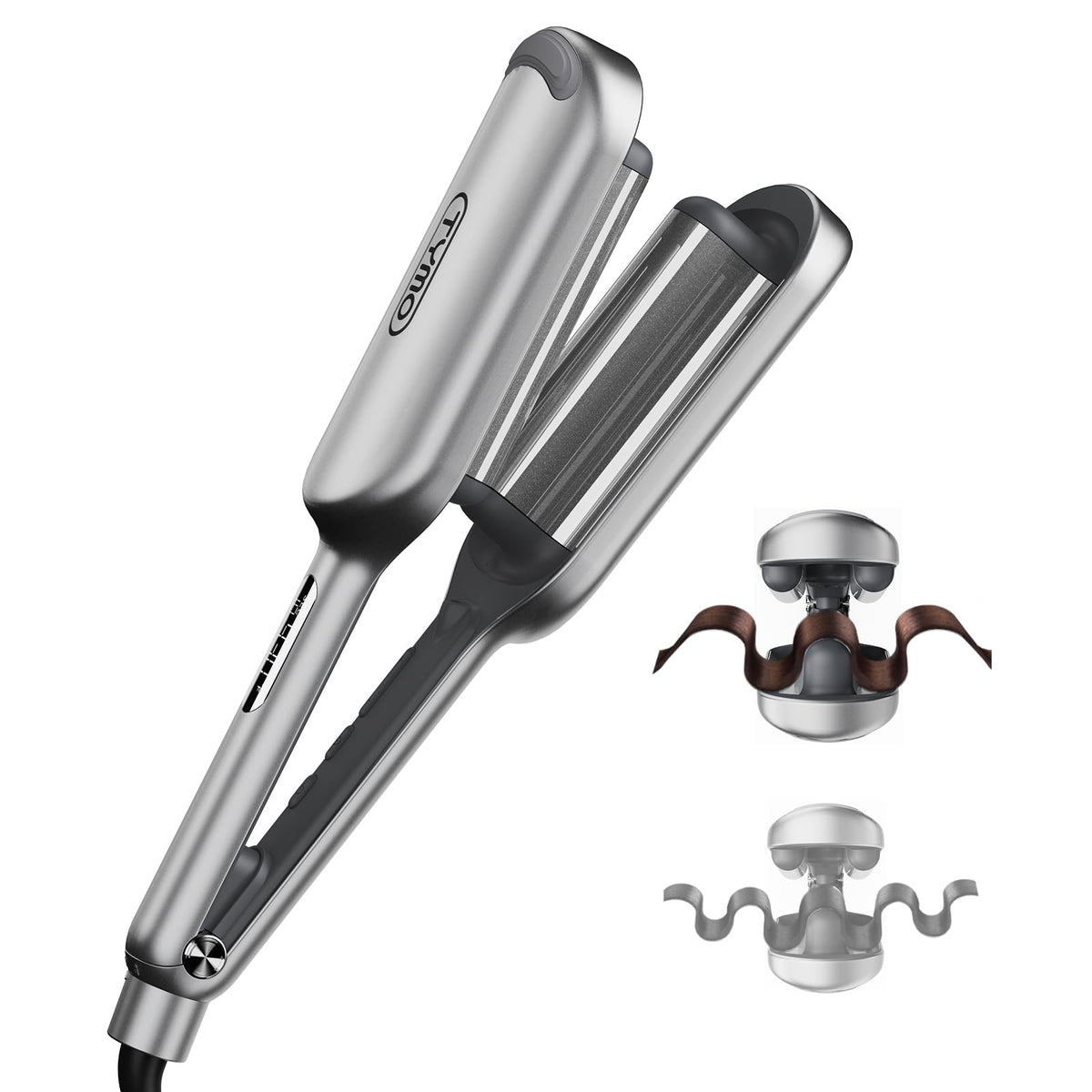 TYMO Curling Iron Hair Crimper Waver front view in grey