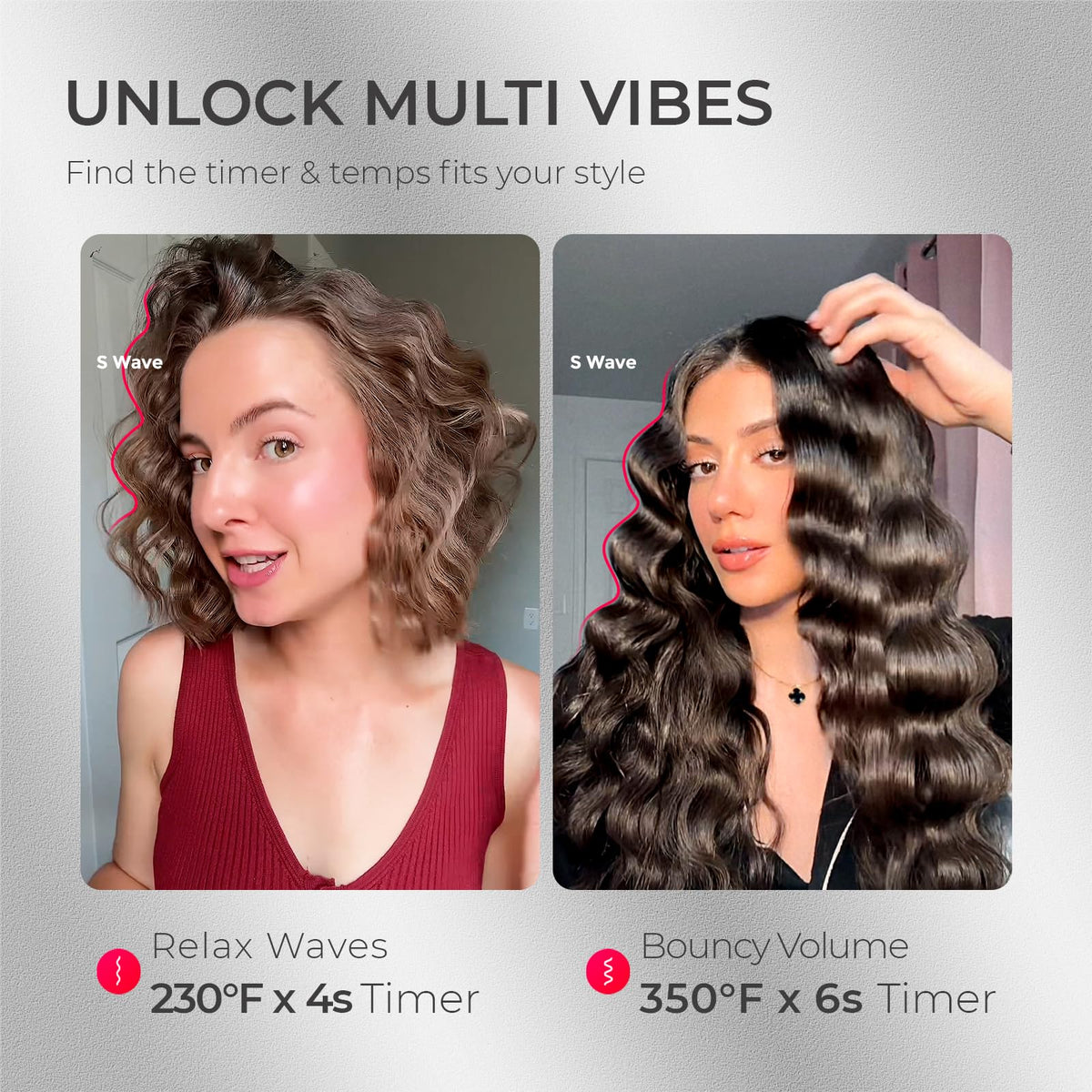 TYMO Curling Iron Hair Crimper Waver in use creating beach waves