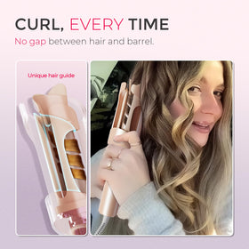TYMO curling iron in use creating beach waves