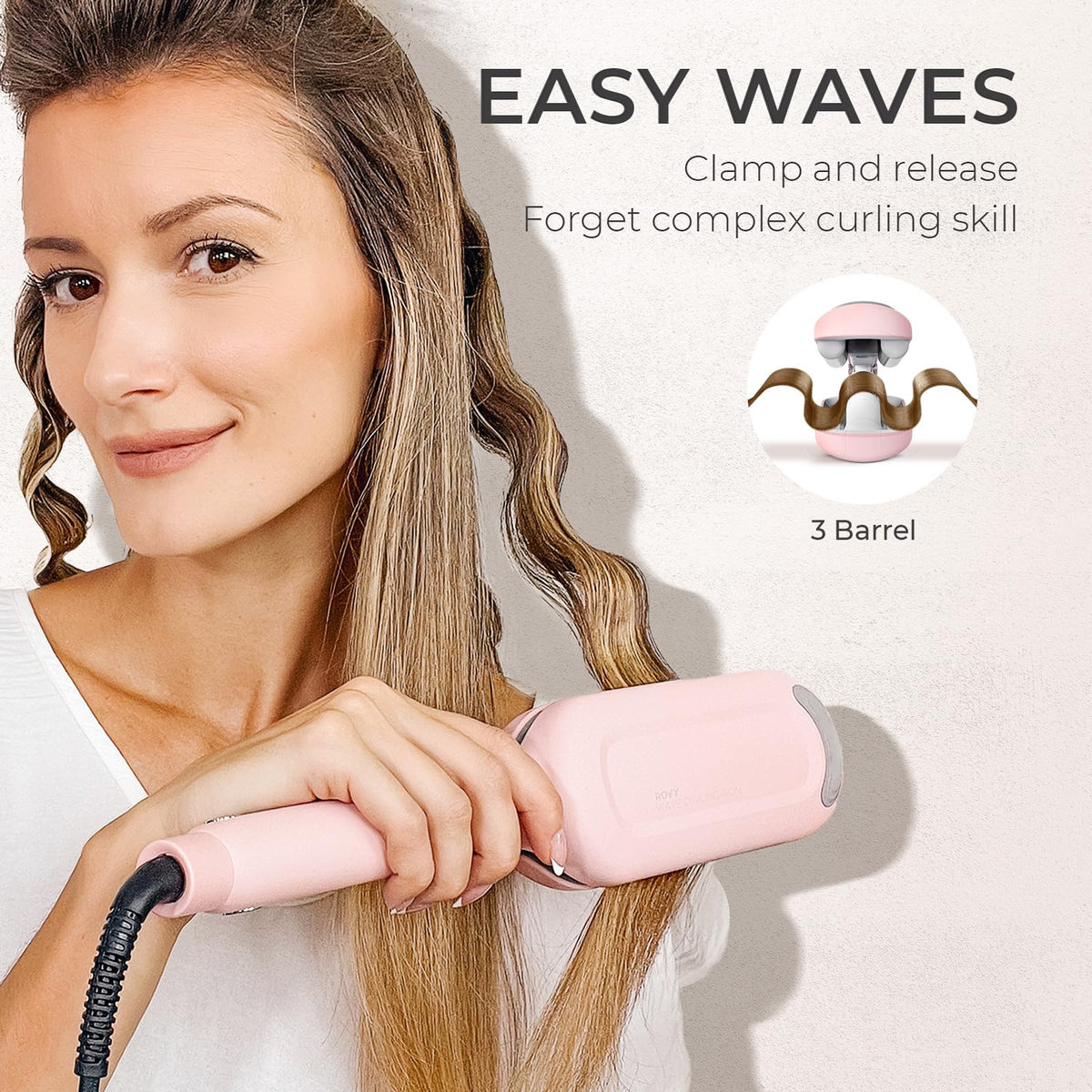 TYMO Curling Iron Waver with 3 barrels side view