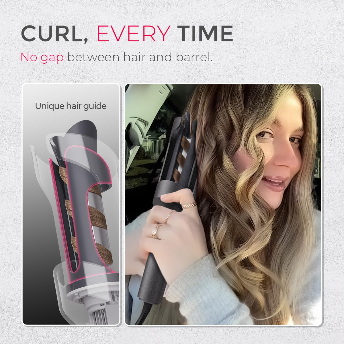 TYMO CURLPRO Automatic Curling Iron in use creating beach waves