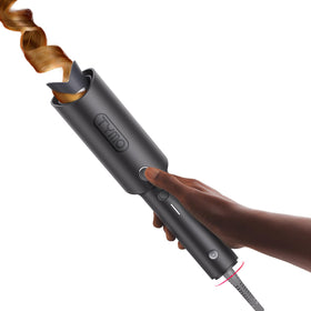 TYMO CURLPRO Automatic Rotating Curling Iron front view in metallic gray