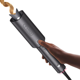 TYMO CURLPRO Automatic Rotating Curling Iron front view in metallic gray