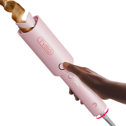 TYMO CurlPro Automatic Rotating Curling Iron front view in pink