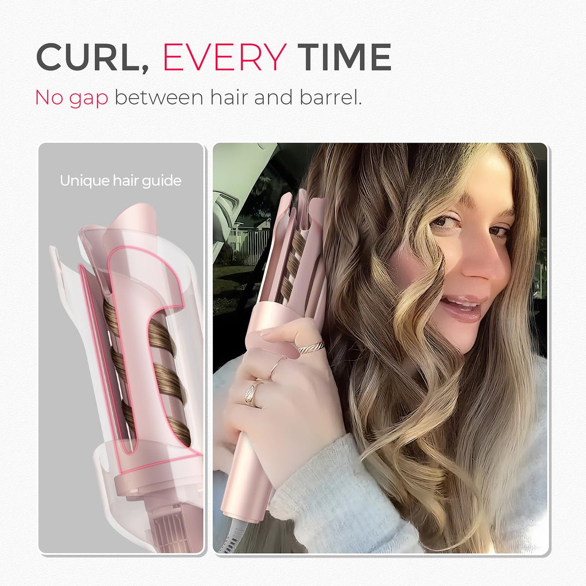 TYMO CURLPRO curling wand with 360° anti-scald feature