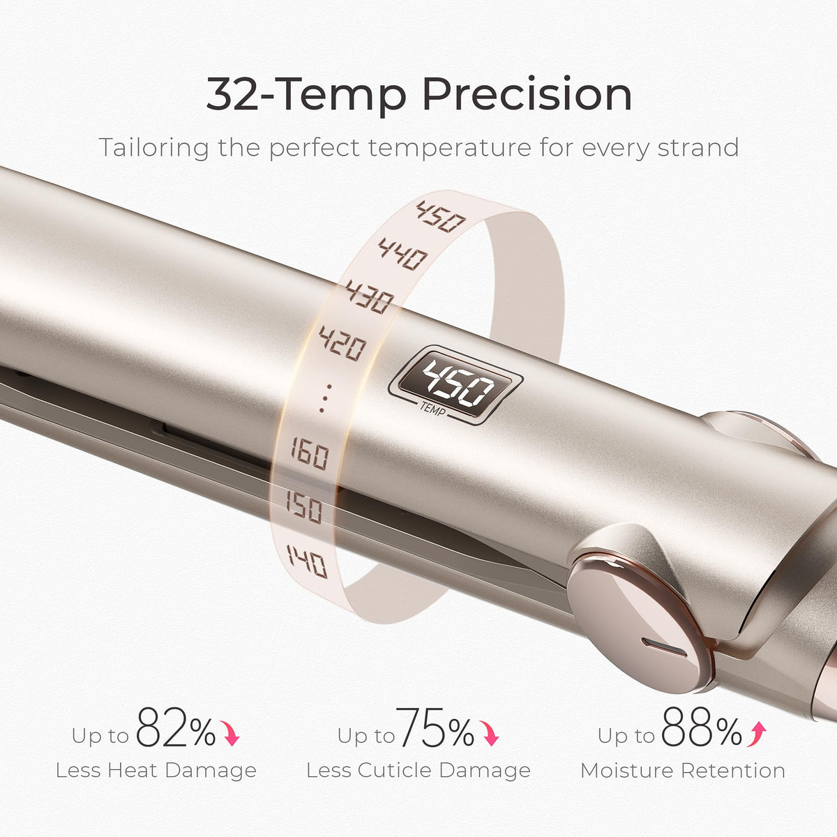 TYMO Flat Iron Hair Straightener Champagne in travel bag