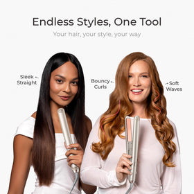TYMO Flat Iron Hair Straightener Champagne on a vanity