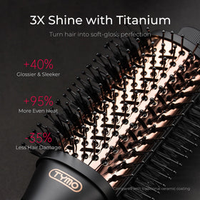 TYMO Hair Dryer Brush in use on wet hair