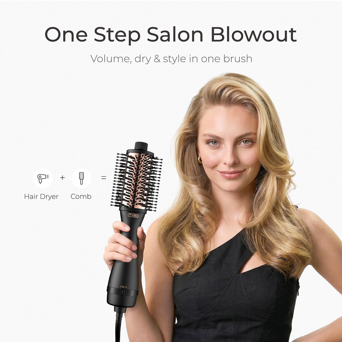 TYMO Hair Dryer Brush showing 2 inch titanium barrel