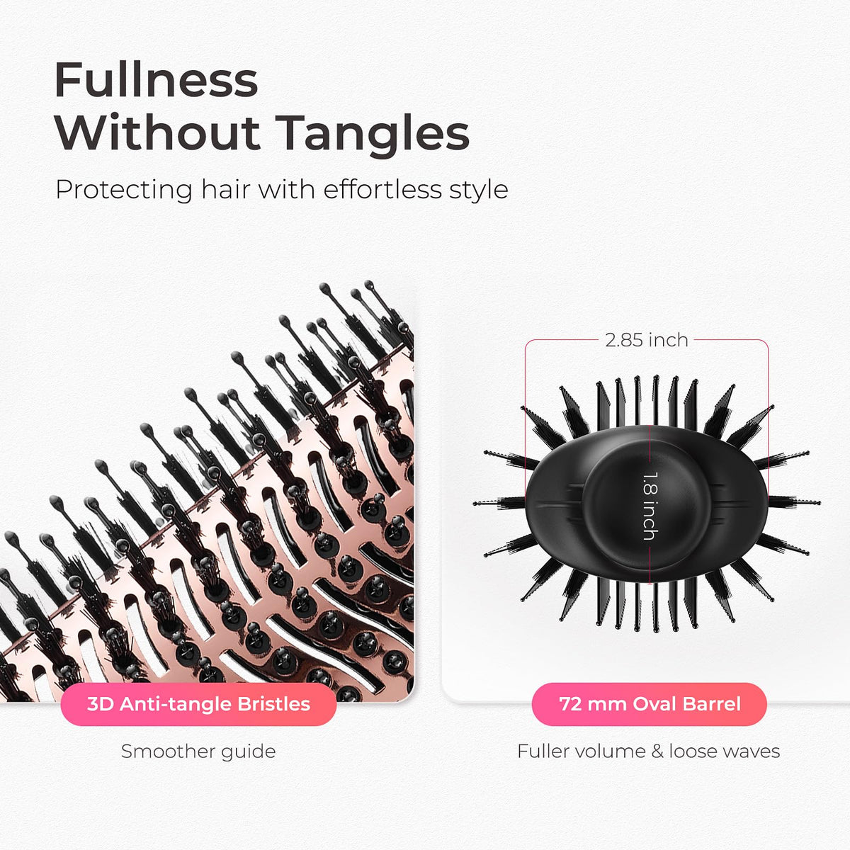 TYMO Hair Dryer Brush showing heat settings
