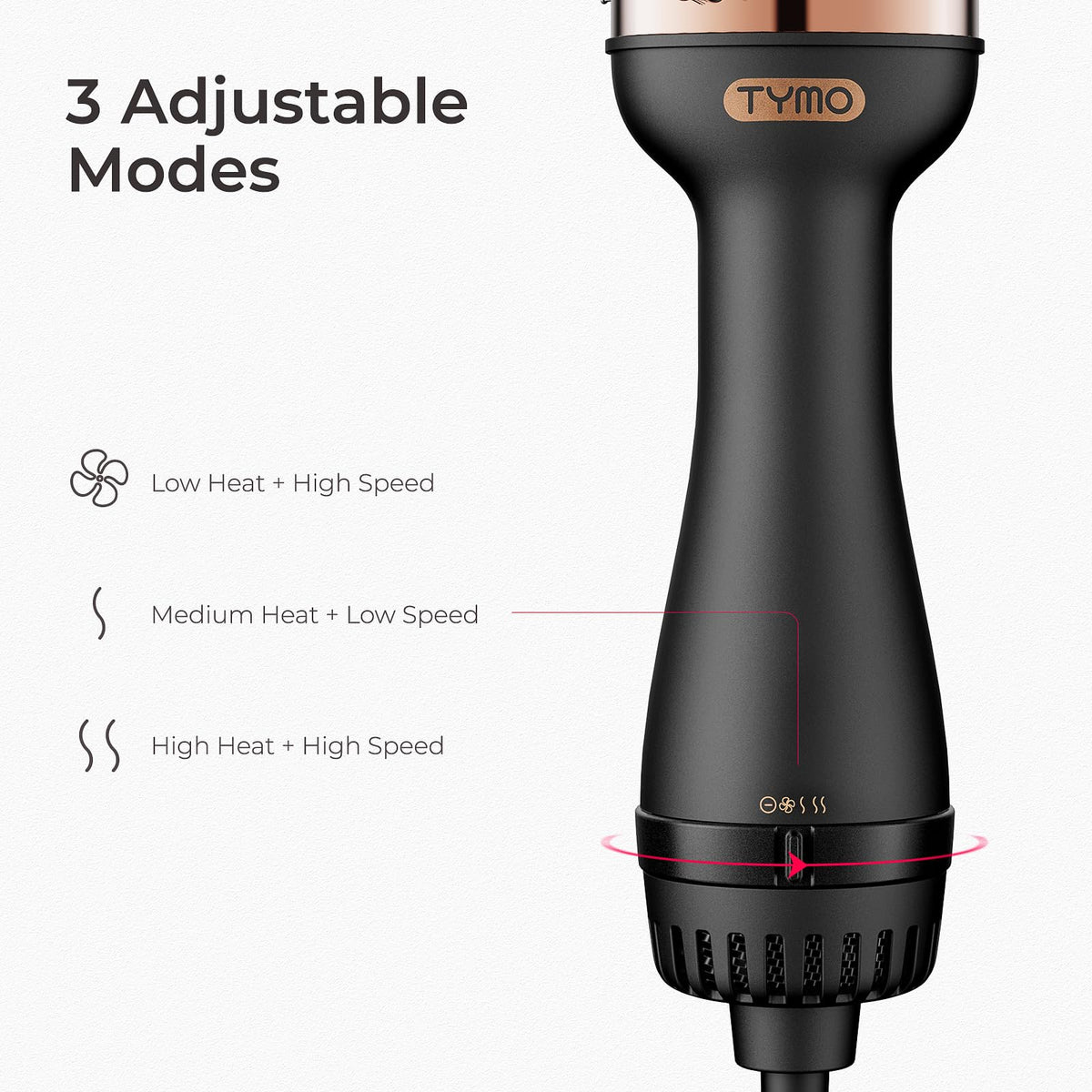 TYMO Hair Dryer Brush side view