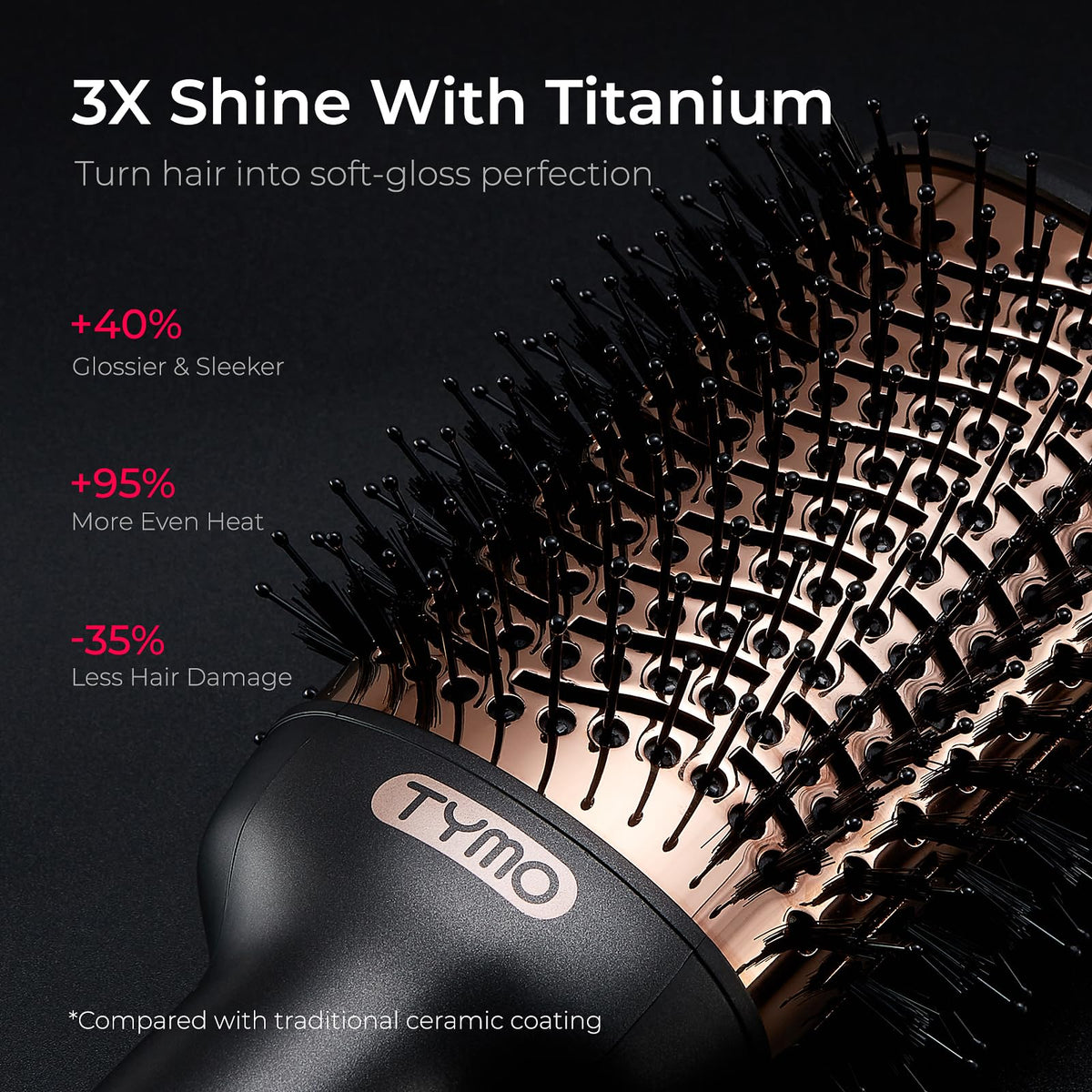 TYMO Hair Dryer Brush with bristle design close-up