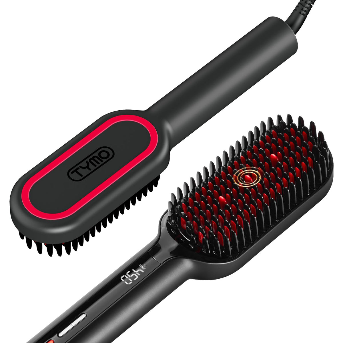TYMO Hair Straightener Brush front view, black