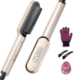 TYMO Hair Straightener Brush front view in gold