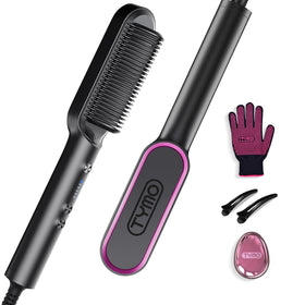 TYMO Hair Straightener Brush front view with black finish