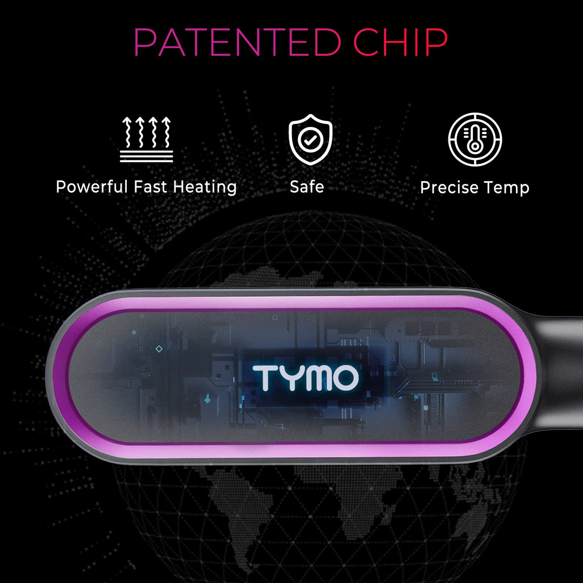 TYMO Hair Straightener Brush in use on straight hair