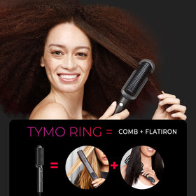 TYMO Hair Straightener Brush side view showing 3D brush teeth