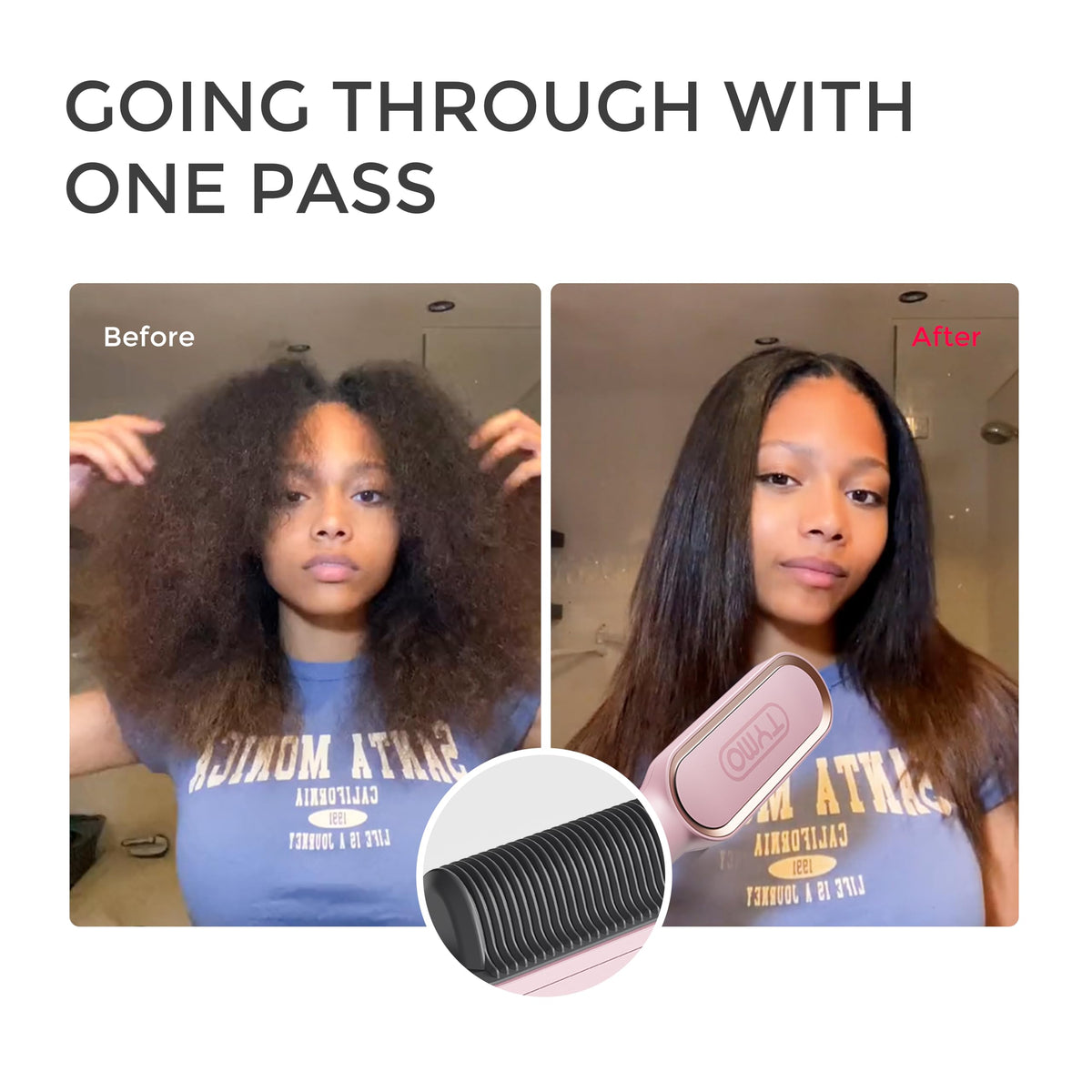 TYMO Hair Straightener Brush with temperature settings