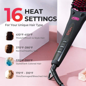 TYMO Ionic Hair Straightener Brush with purple and black teeth