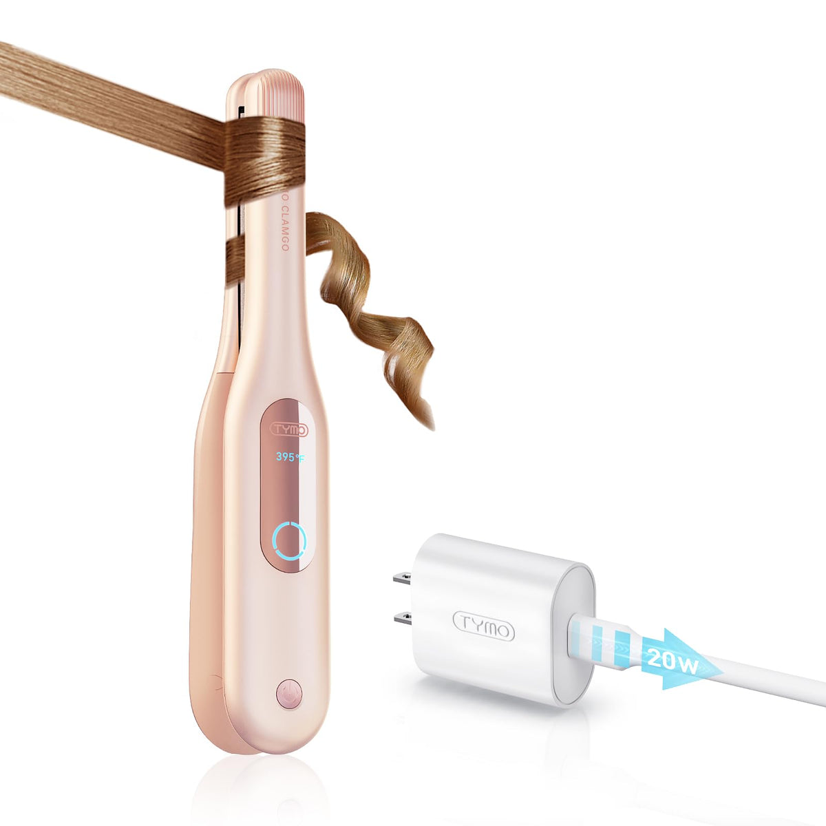 TYMO Mini Flat Iron Curling Iron Gold Pink front view