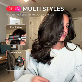 TYMO Ring Plus Ionic Hair Straightener Brush in use on hair